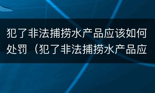 犯了非法捕捞水产品应该如何处罚（犯了非法捕捞水产品应该如何处罚呢）