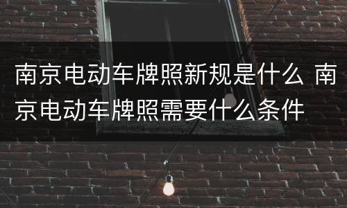 南京电动车牌照新规是什么 南京电动车牌照需要什么条件