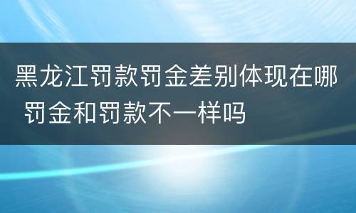 黑龙江罚款罚金差别体现在哪 罚金和罚款不一样吗