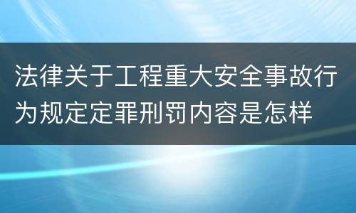 法律关于工程重大安全事故行为规定定罪刑罚内容是怎样