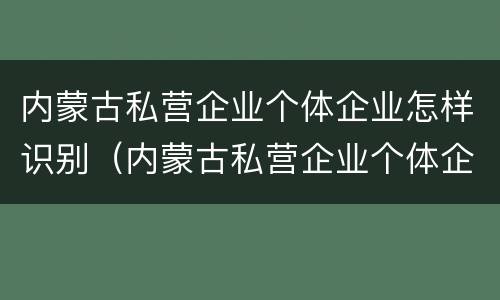 内蒙古私营企业个体企业怎样识别（内蒙古私营企业个体企业怎样识别真假）