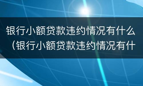 银行小额贷款违约情况有什么（银行小额贷款违约情况有什么后果）