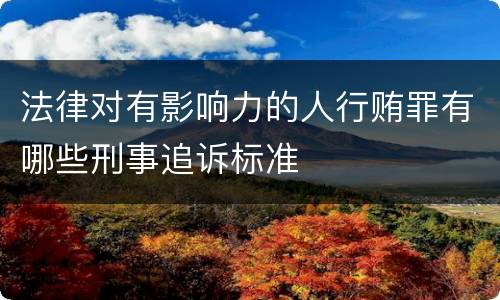 法律对有影响力的人行贿罪有哪些刑事追诉标准