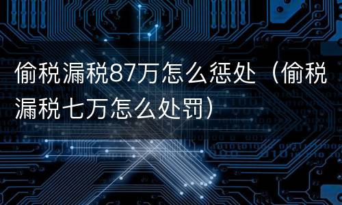偷税漏税87万怎么惩处（偷税漏税七万怎么处罚）