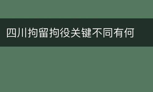 四川拘留拘役关键不同有何
