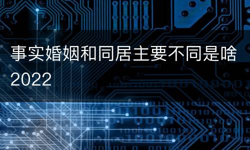 事实婚姻和同居主要不同是啥2022