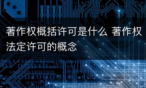 著作权概括许可是什么 著作权法定许可的概念