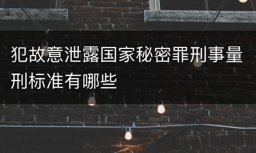 犯故意泄露国家秘密罪刑事量刑标准有哪些