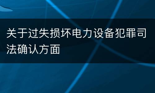 关于过失损坏电力设备犯罪司法确认方面