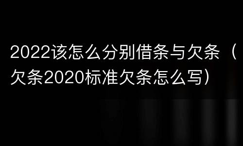 2022该怎么分别借条与欠条（欠条2020标准欠条怎么写）