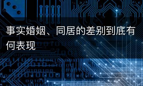 事实婚姻、同居的差别到底有何表现
