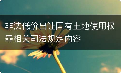 非法低价出让国有土地使用权罪相关司法规定内容