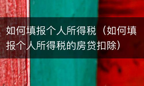 如何填报个人所得税（如何填报个人所得税的房贷扣除）