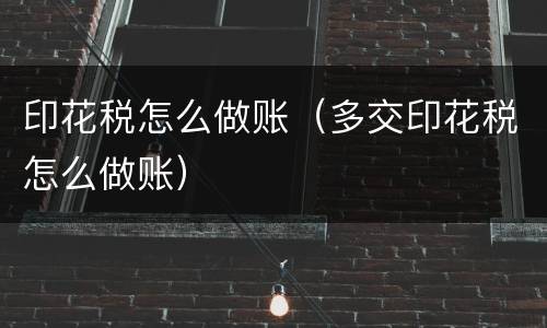 印花税怎么做账（多交印花税怎么做账）