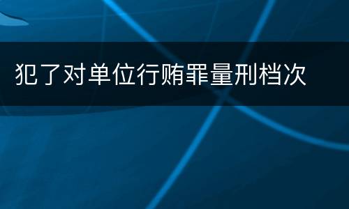 犯了对单位行贿罪量刑档次
