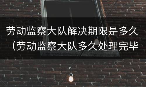 劳动监察大队解决期限是多久（劳动监察大队多久处理完毕）