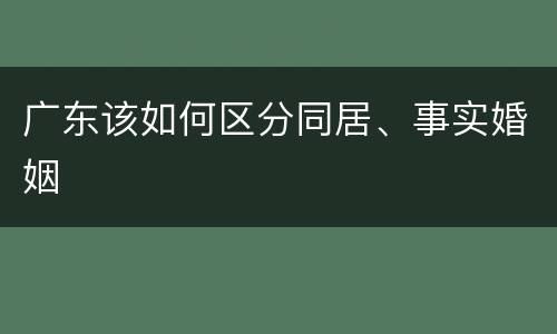 广东该如何区分同居、事实婚姻