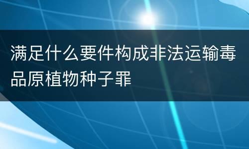满足什么要件构成非法运输毒品原植物种子罪