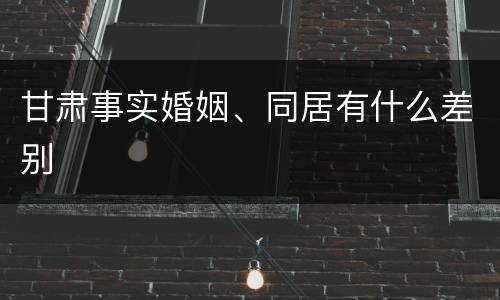 甘肃事实婚姻、同居有什么差别