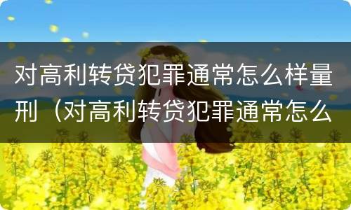 对高利转贷犯罪通常怎么样量刑（对高利转贷犯罪通常怎么样量刑的）