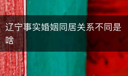 辽宁事实婚姻同居关系不同是啥