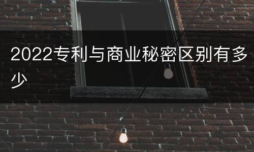 2022专利与商业秘密区别有多少