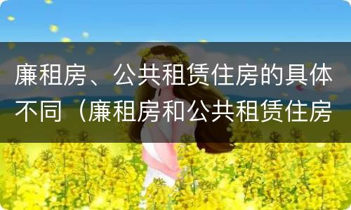 廉租房、公共租赁住房的具体不同（廉租房和公共租赁住房的区别）