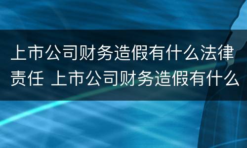 上市公司财务造假有什么法律责任 上市公司财务造假有什么法律责任嘛