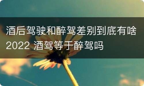 酒后驾驶和醉驾差别到底有啥2022 酒驾等于醉驾吗