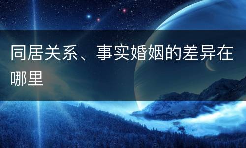同居关系、事实婚姻的差异在哪里