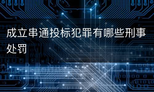 成立串通投标犯罪有哪些刑事处罚