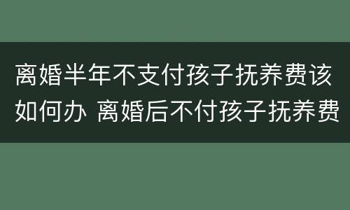 离婚半年不支付孩子抚养费该如何办 离婚后不付孩子抚养费怎么办