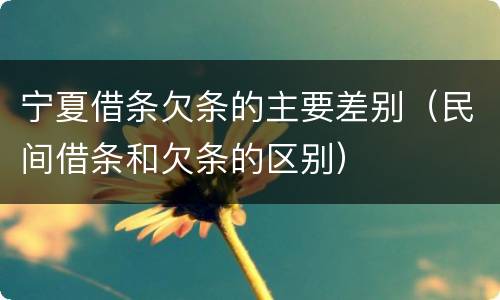 宁夏借条欠条的主要差别（民间借条和欠条的区别）