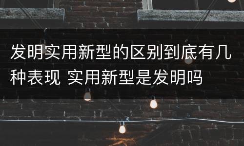 发明实用新型的区别到底有几种表现 实用新型是发明吗