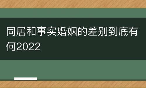 同居和事实婚姻的差别到底有何2022