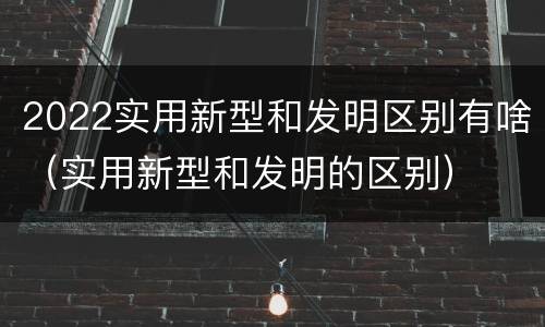 2022实用新型和发明区别有啥（实用新型和发明的区别）
