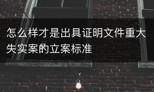 怎么样才是出具证明文件重大失实案的立案标准