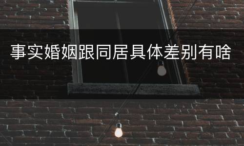 事实婚姻跟同居具体差别有啥