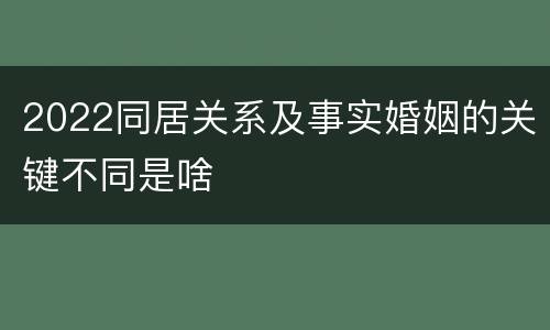 2022同居关系及事实婚姻的关键不同是啥