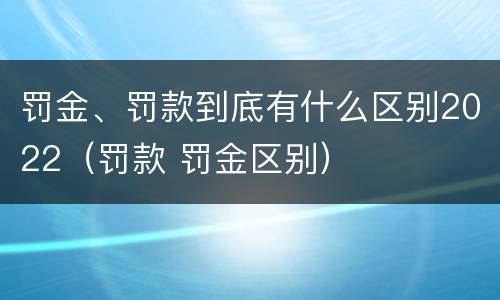 罚金、罚款到底有什么区别2022（罚款 罚金区别）