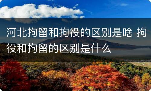河北拘留和拘役的区别是啥 拘役和拘留的区别是什么