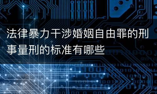 法律暴力干涉婚姻自由罪的刑事量刑的标准有哪些