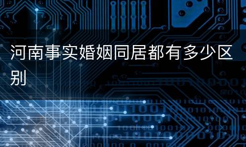 河南事实婚姻同居都有多少区别