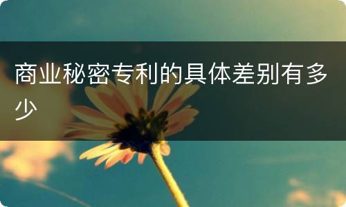商业秘密专利的具体差别有多少