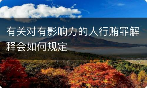 有关对有影响力的人行贿罪解释会如何规定