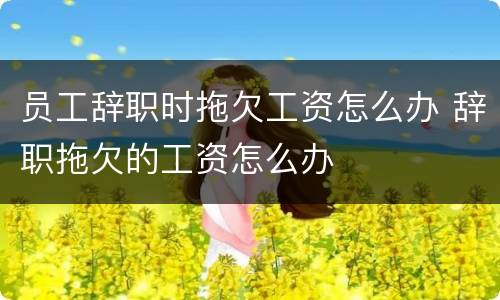 员工辞职时拖欠工资怎么办 辞职拖欠的工资怎么办