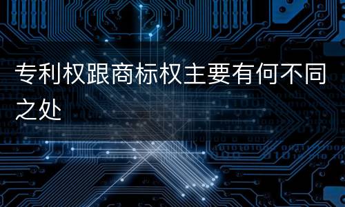 专利权跟商标权主要有何不同之处