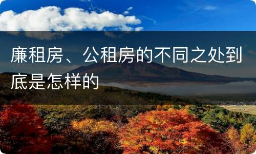 廉租房、公租房的不同之处到底是怎样的