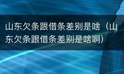 山东欠条跟借条差别是啥（山东欠条跟借条差别是啥啊）