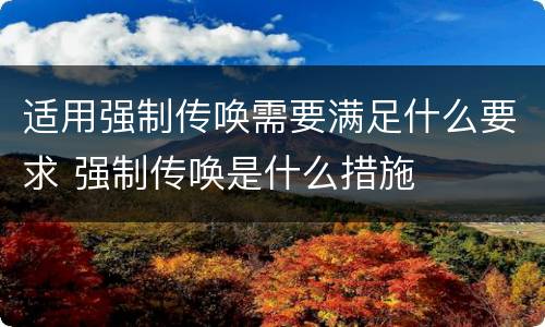 适用强制传唤需要满足什么要求 强制传唤是什么措施